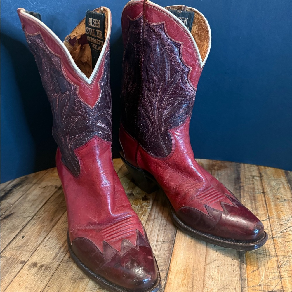 Vintage Olsen Stelzer Women's Burgundy Heeled Shortie Boots